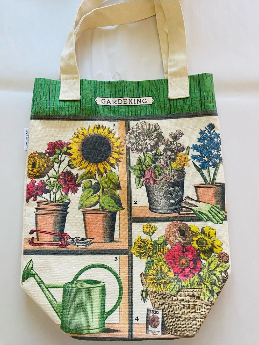 Cavallini & Co. Gardening Heavyweight Cotton Canvas Tote Bag Flowers